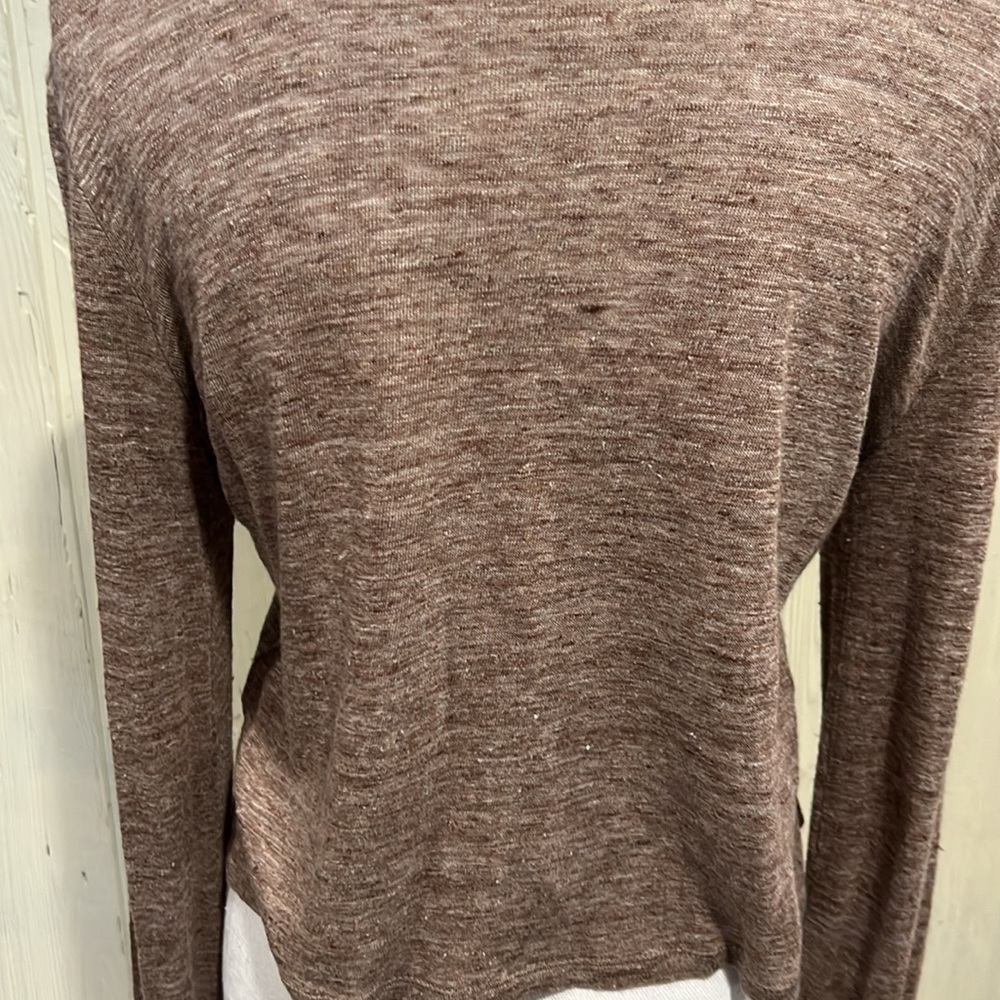 ZARA Sweater Knit Melange Frill Linen Bell Sleeves Size Small - Picture 5 of 9